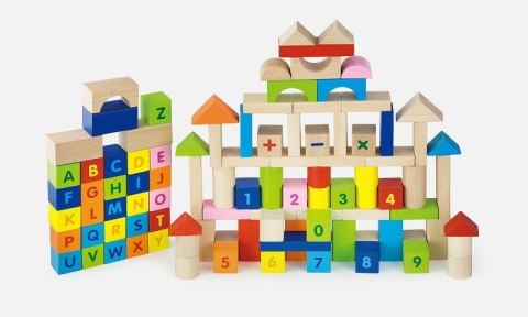 Viga Viga 50288 Klocki 100 elementów - literki, cyferki Viga Viga 50288 Klocki 100 elementów - literki, cyferki
