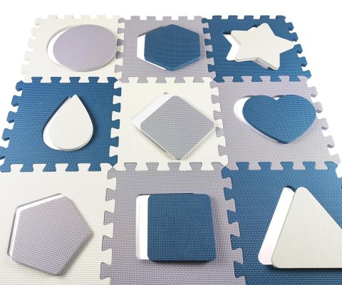 Mata piankowa puzzle Jolly 3x3 Shapes - Blue Milly Mally Mata piankowa puzzle Jolly 3x3 Shapes - Blue Milly Mally