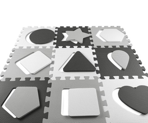 Mata piankowa puzzle Jolly 3x3 Shapes - Grey Milly Mally Mata piankowa puzzle Jolly 3x3 Shapes - Grey Milly Mally