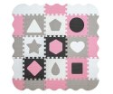 Mata piankowa puzzle Jolly 3x3 Shapes - Pink Grey Milly Mally