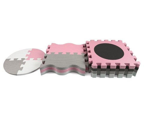 Mata piankowa puzzle Jolly 3x3 Shapes - Pink Grey Milly Mally Mata piankowa puzzle Jolly 3x3 Shapes - Pink Grey Milly Mally