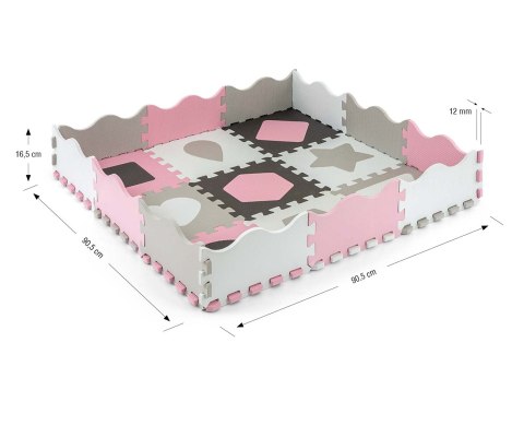 Mata piankowa puzzle Jolly 3x3 Shapes - Pink Grey Milly Mally Mata piankowa puzzle Jolly 3x3 Shapes - Pink Grey Milly Mally
