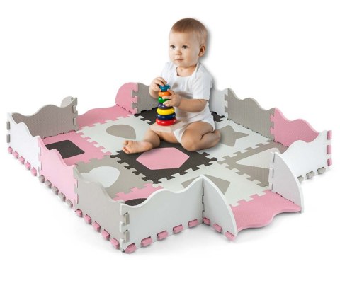 Mata piankowa puzzle Jolly 3x3 Shapes - Pink Grey Milly Mally Mata piankowa puzzle Jolly 3x3 Shapes - Pink Grey Milly Mally