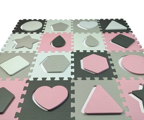 Mata piankowa puzzle Jolly 4x4 Shapes - Pink Grey Milly Mally Mata piankowa puzzle Jolly 4x4 Shapes - Pink Grey Milly Mally