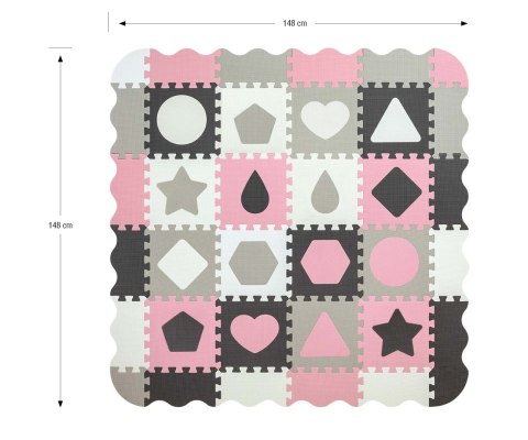 Mata piankowa puzzle Jolly 4x4 Shapes - Pink Grey Milly Mally Mata piankowa puzzle Jolly 4x4 Shapes - Pink Grey Milly Mally