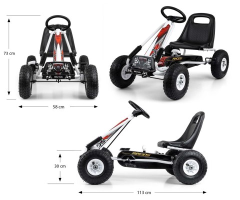 Gokart na pedały pompowane koła Thor White Milly Mally Gokart na pedały pompowane koła Thor White Milly Mally