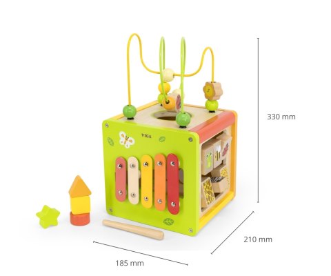 Viga 44716 Kostka edukacyjna 5w1 z labiryntami i cymbałkami Viga Viga 44716 Kostka edukacyjna 5w1 z labiryntami i cymbałkami Viga