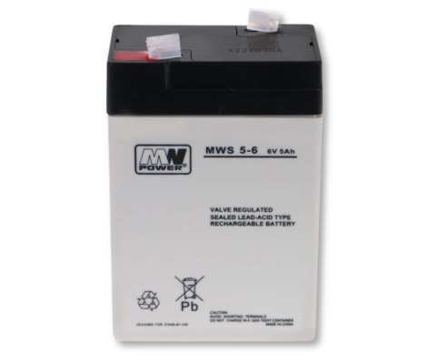 Akumulator AGM 6 V 5 Ah 3-5 lat 70 × 47 × 107 mm 0,80 kg Faston 187 MWS 5-6 Akumulator AGM 6 V 5 Ah 3-5 lat 70 × 47 × 107 mm 0,80 kg Faston 187 MWS 5-6