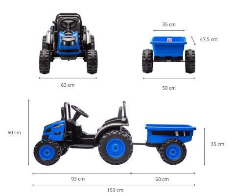 Milly Mally Jeździk na akumulator Traktor z przyczepą Farmer Blue Milly Mally Jeździk na akumulator Traktor z przyczepą Farmer Blue