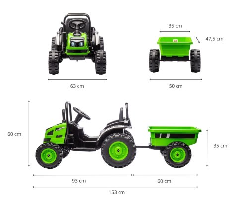 Milly Mally Jeździk na akumulator Traktor z przyczepą Farmer Green Milly Mally Jeździk na akumulator Traktor z przyczepą Farmer Green