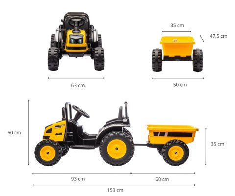 Milly Mally Jeździk na akumulator Traktor z przyczepą Farmer Yellow Milly Mally Jeździk na akumulator Traktor z przyczepą Farmer Yellow
