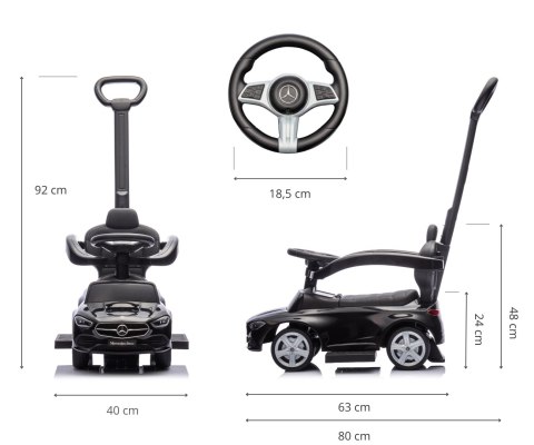 Jeździk z rączką MERCEDES C-Class Black Milly Mally Jeździk z rączką MERCEDES C-Class Black Milly Mally