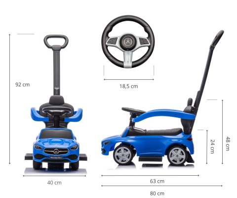 Jeździk z rączką MERCEDES C-Class Blue Milly Mally Jeździk z rączką MERCEDES C-Class Blue Milly Mally