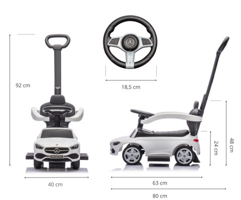 Jeździk z rączką MERCEDES C-Class White Milly Mally Jeździk z rączką MERCEDES C-Class White Milly Mally