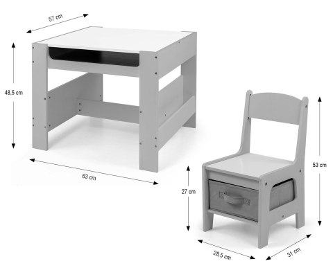 Zestaw mebli - Stolik i dwa krzesełka Sven Grey Milly Mally Zestaw mebli - Stolik i dwa krzesełka Sven Grey Milly Mally