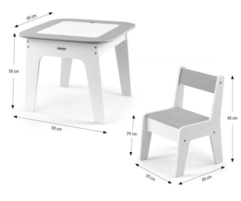 Milly Mally Zestaw mebli Olaf - Stolik i dwa krzesełka Grey Milly Mally Zestaw mebli Olaf - Stolik i dwa krzesełka Grey