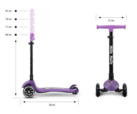 Hulajnoga trójkołowa balansowa Scooter Sparky Violet Milly Mally Hulajnoga trójkołowa balansowa Scooter Sparky Violet Milly Mally