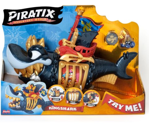 Magic Box Toys 60141000 Piratix King Shark Golden Teeth Złoty Rekin z Klatką