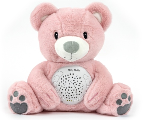 Milly Mally Plush Toy with Projector Noisemaker Milly Bear Pink