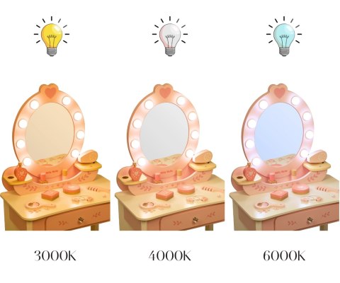 Toaletka z akcesoriami i światłami LED dla dzieci Elly Pink Milly Mally