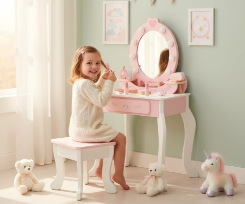 Toaletka z akcesoriami i światłami LED dla dzieci Elly Pink Milly Mally