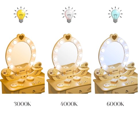 Toaletka z akcesoriami i światłami LED dla dzieci Elly Natural Milly Mally