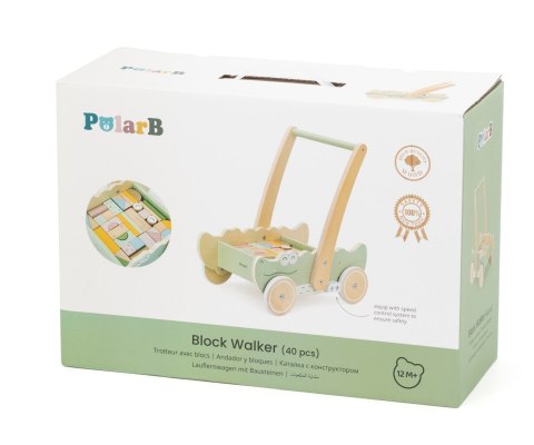 Viga 44278 PolarB Drewniany pchacz krokodyl z klockami