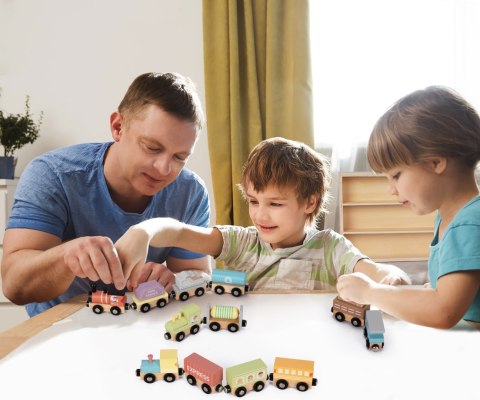 Tooky Toy TH647N Zestaw małej kolei drewnianej