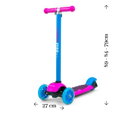 Hulajnoga trójkołowa Scooter Little Star Pink-Blue Milly Mally Hulajnoga trójkołowa Scooter Little Star Pink-Blue Milly Mally