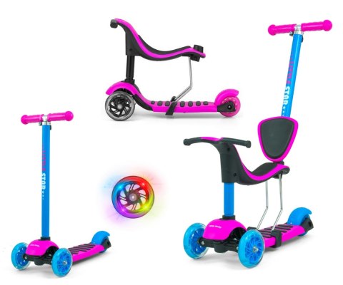 Hulajnoga trójkołowa Scooter Little Star Pink-Blue Milly Mally Hulajnoga trójkołowa Scooter Little Star Pink-Blue Milly Mally