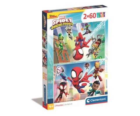 Clementoni 21625 Puzzle 2 x 60 El Super Kolor Spidey And His Amazing Friends