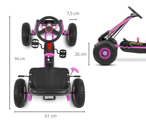 Gokart na pedały Thor Pink Milly Mally Gokart na pedały Thor Pink Milly Mally