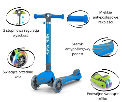 Hulajnoga trójkołowa Scooter Boogie Blue Milly Mally Hulajnoga trójkołowa Scooter Boogie Blue Milly Mally