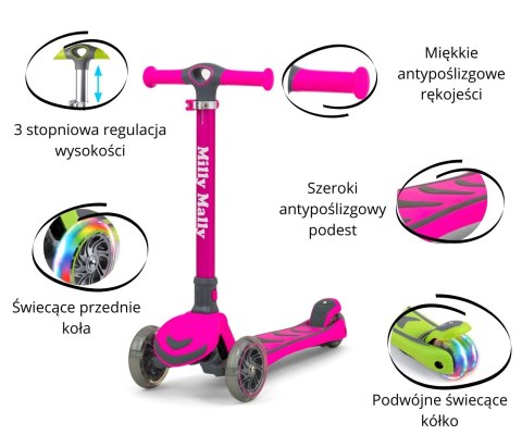 Hulajnoga trójkołowa Scooter Boogie Pink Milly Mally Hulajnoga trójkołowa Scooter Boogie Pink Milly Mally