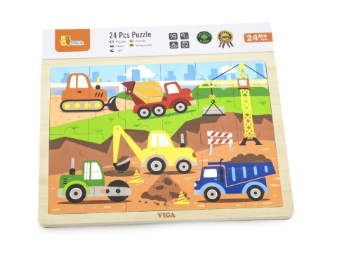 Viga 51463 Puzzle na podkładce 24 elementy - na budowie Viga 51463 Puzzle na podkładce 24 elementy - na budowie