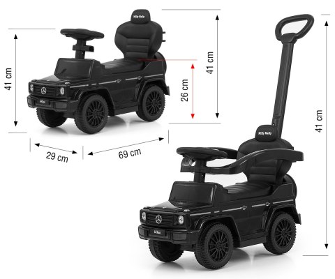 Jeździk z rączką MERCEDES G350d Black Milly Mally Jeździk z rączką MERCEDES G350d Black Milly Mally
