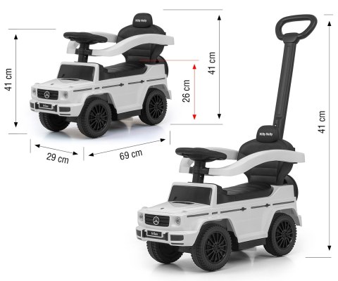 Jeździk z rączką MERCEDES G350d White Milly Mally Jeździk z rączką MERCEDES G350d White Milly Mally