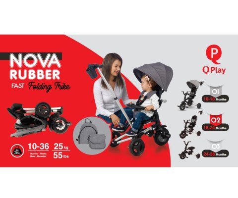 Rowerek Trójkołowy Nova+ Rubber Grey Qplay Rowerek Trójkołowy Nova+ Rubber Grey Qplay