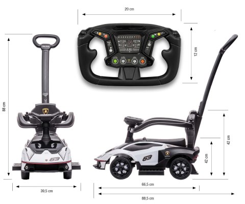 Pojazd z rączką LAMBORGHINI ESSENZA SC V12 White Milly Mally