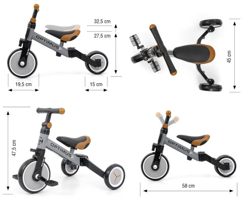 Rowerek 3w1 Optimus Grey Milly Mally Rowerek 3w1 Optimus Grey Milly Mally