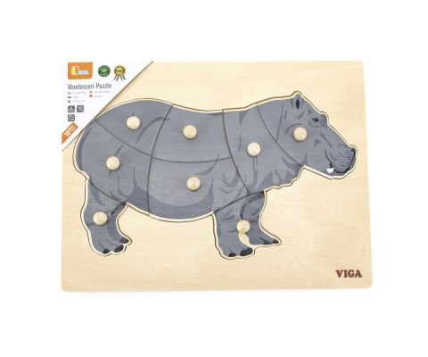 Viga 44604 Puzzle na podkładce z uchwytami - Hipopotam Viga 44604 Puzzle na podkładce z uchwytami - Hipopotam