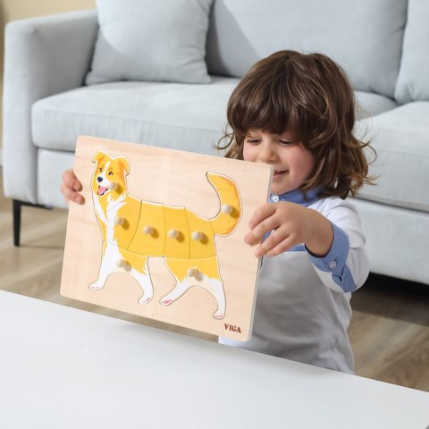 Viga 44611 Puzzle na podkładce z uchwytami - Pies Viga 44611 Puzzle na podkładce z uchwytami - Pies