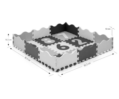 Mata piankowa puzzle Jolly 3x3 Digits - Grey Milly Mally Mata piankowa puzzle Jolly 3x3 Digits - Grey Milly Mally