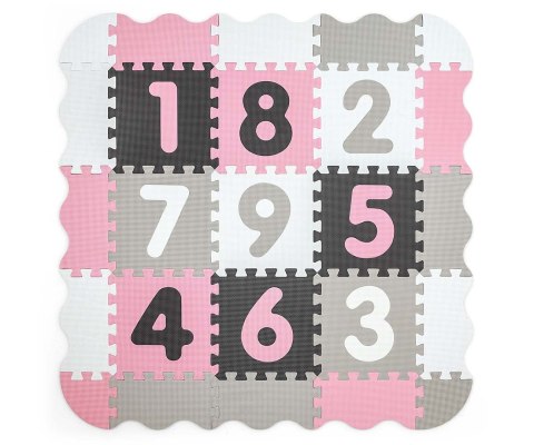 Mata piankowa puzzle Jolly 3x3 Digits - Pink Grey Milly Mally Mata piankowa puzzle Jolly 3x3 Digits - Pink Grey Milly Mally