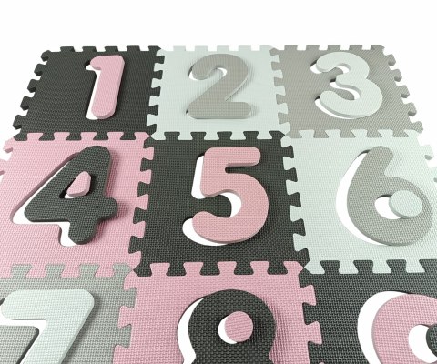 Mata piankowa puzzle Jolly 3x3 Digits - Pink Grey Milly Mally Mata piankowa puzzle Jolly 3x3 Digits - Pink Grey Milly Mally