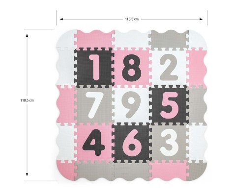 Mata piankowa puzzle Jolly 3x3 Digits - Pink Grey Milly Mally Mata piankowa puzzle Jolly 3x3 Digits - Pink Grey Milly Mally