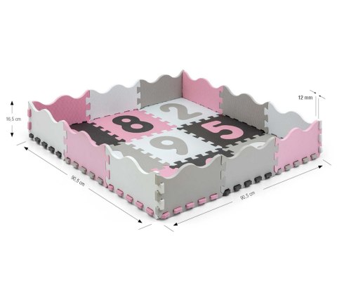 Mata piankowa puzzle Jolly 3x3 Digits - Pink Grey Milly Mally Mata piankowa puzzle Jolly 3x3 Digits - Pink Grey Milly Mally