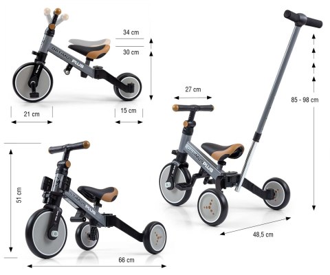 Rowerek 4w1 Optimus Plus Grey Milly Mally Rowerek 4w1 Optimus Plus Grey Milly Mally