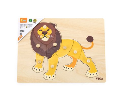 Viga 44602 Puzzle na podkładce z uchwytami - Lew Viga 44602 Puzzle na podkładce z uchwytami - Lew