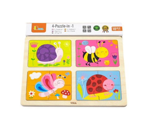Viga 50189 Puzzle na podkładce 4w1 - owady Viga 50189 Puzzle na podkładce 4w1 - owady